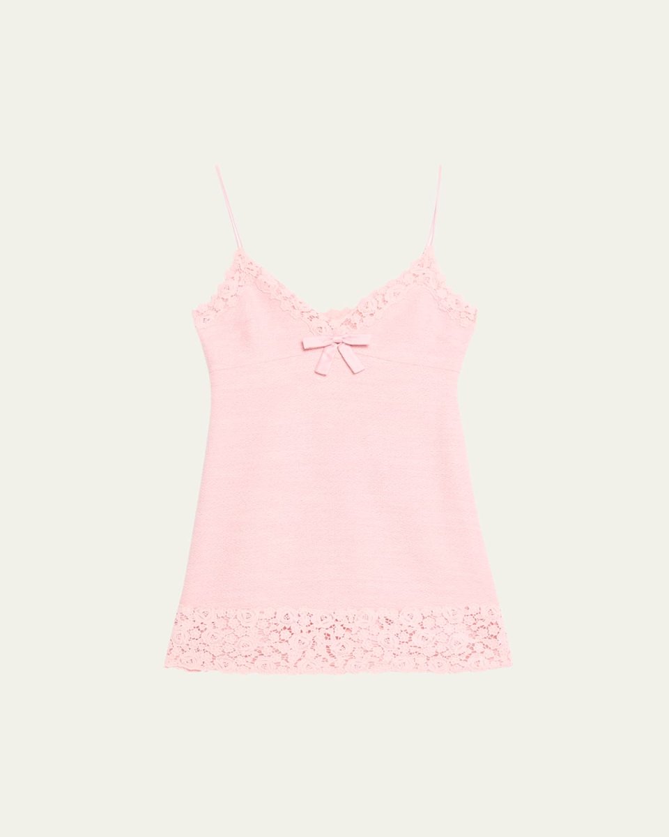 Meva Lace-Trim Tweed Mini Dress